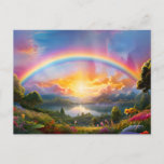 Beautiful Rainbow and Lake  Postcard