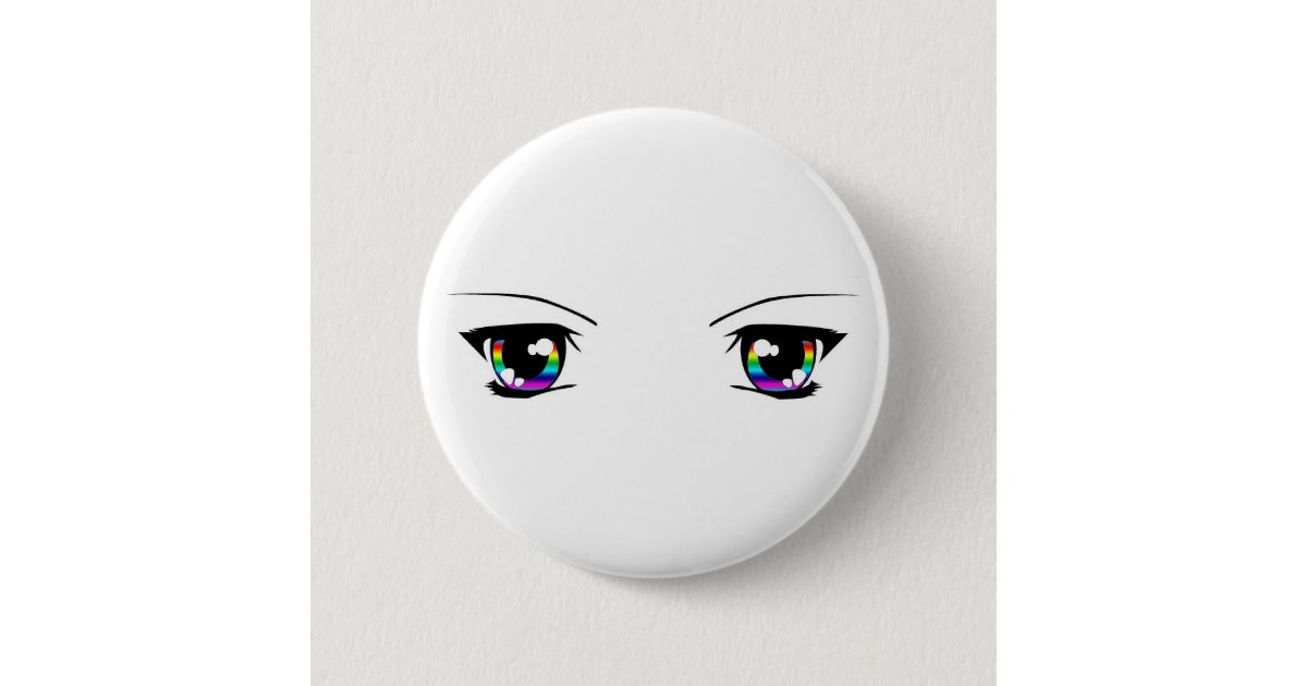 Beautiful Rainbow Anime Eyes Badge Button Zazzle Com