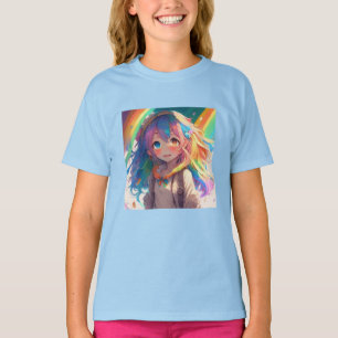 Beautiful Rainbow Anime Girl T-Shirt
