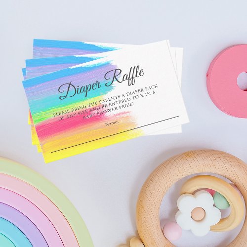 Beautiful Rainbow Baby Shower Diaper Raffle Ticket Enclosure Card