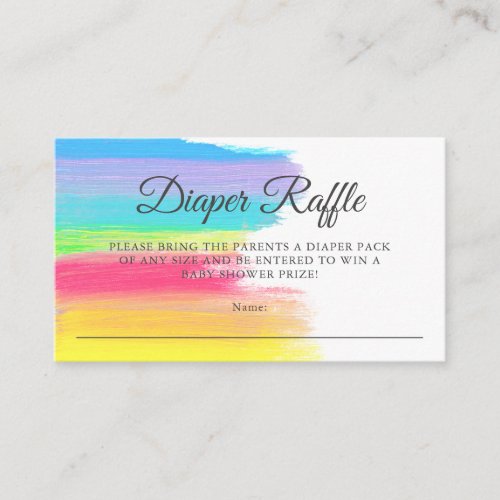 Beautiful Rainbow Baby Shower Diaper Raffle Ticket Enclosure Card