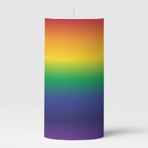 Beautiful Rainbow Color Gradient Stripes Pillar Candle