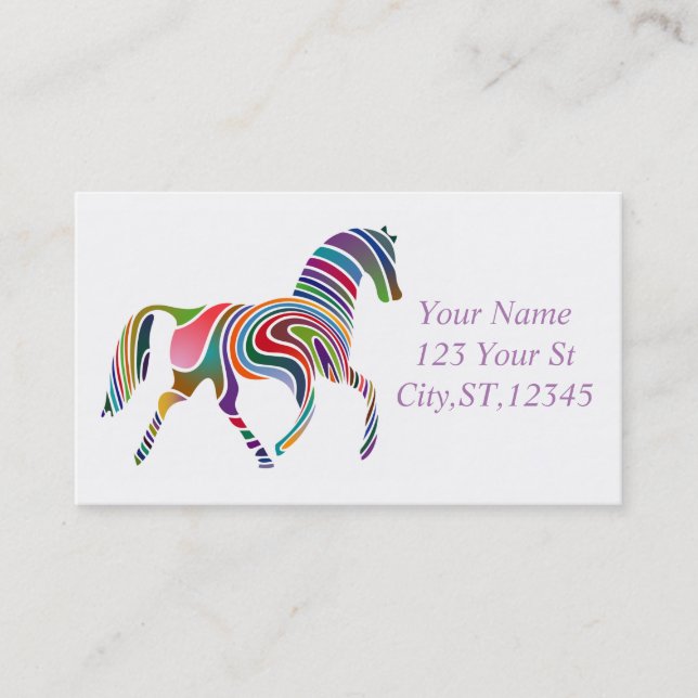 Beautiful Rainbow Color Horse Thunder_Cove Business Card (Front)