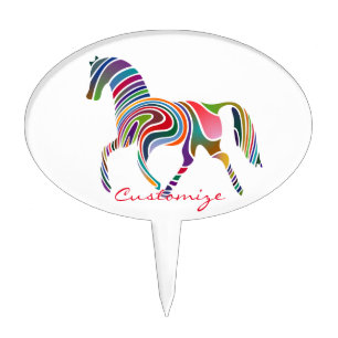 Beautiful Rainbow Color Horse Thunder_Cove Cake Topper