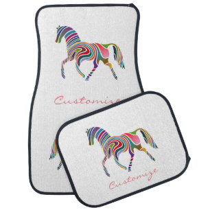 Beautiful Rainbow Color Horse Thunder_Cove Car Floor Mat