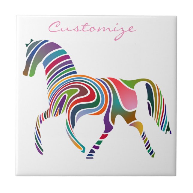 Beautiful Rainbow Color Horse Thunder_Cove Ceramic Tile (Front)