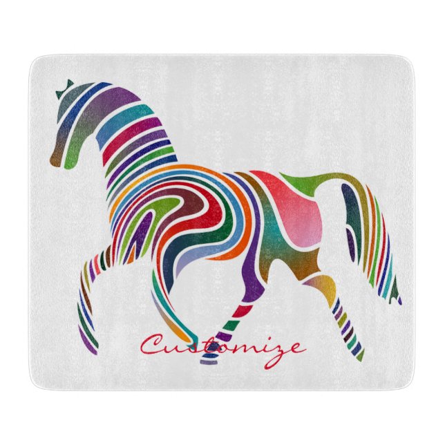 Beautiful Rainbow Color Horse Thunder_Cove Cutting Board (Front)