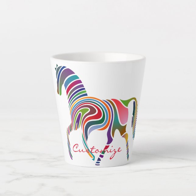 Beautiful Rainbow Color Horse Thunder_Cove Latte Mug (Front)