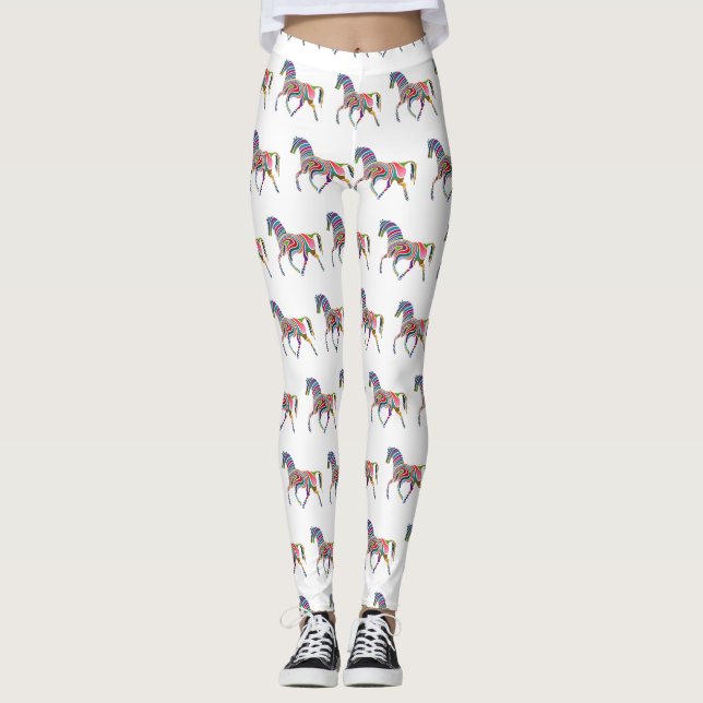 Beautiful Rainbow Color Horse Thunder_Cove Leggings (Front)