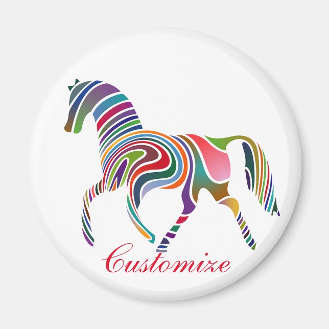 Beautiful Rainbow Color Horse Thunder_Cove Magnet (Front)
