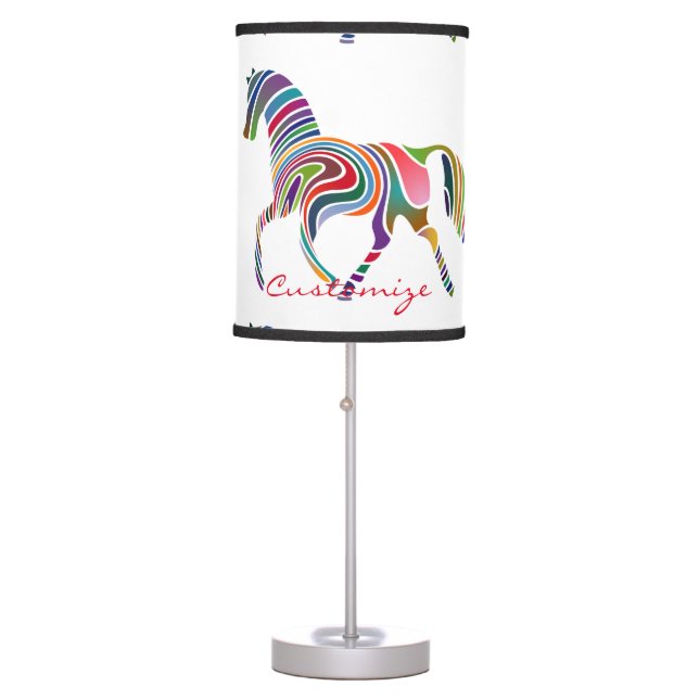 Beautiful Rainbow Color Horse Thunder_Cove Table Lamp (Front)