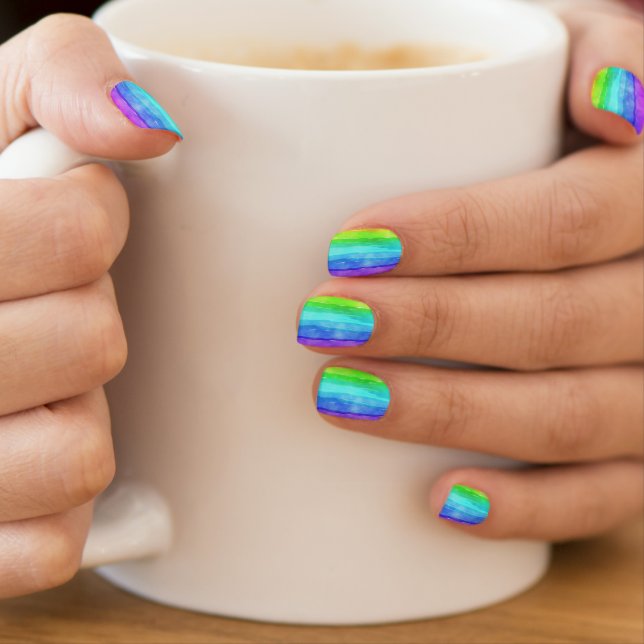 Beautiful Rainbow Colorful Spring Minx Nail Art (Insitu - Mug)