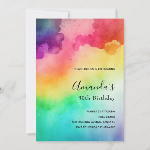 Beautiful Rainbow Colors Abstract Design Birthday Invitation