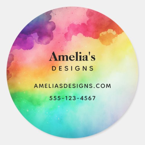 Beautiful Rainbow Colors Abstract Design Business Classic Round Sticker