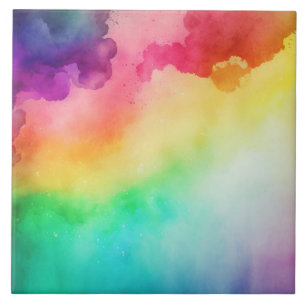 Beautiful Rainbow Colors Abstract Design Ceramic Tile
