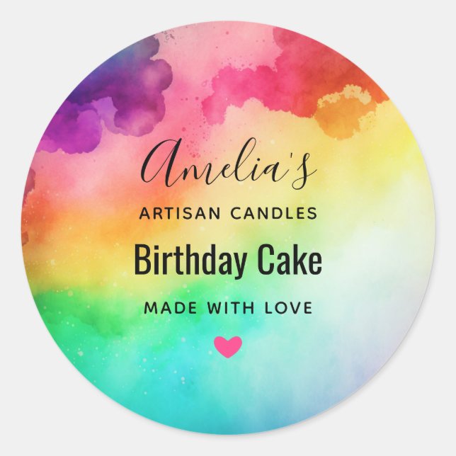 Beautiful Rainbow Colors Abstract Design Classic Round Sticker (Front)