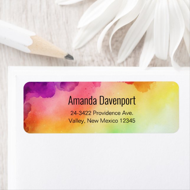 Beautiful Rainbow Colors Abstract Design Label (Insitu)