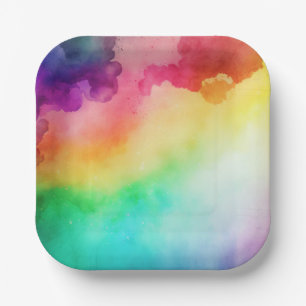 Beautiful Rainbow Colors Abstract Design Paper Plates