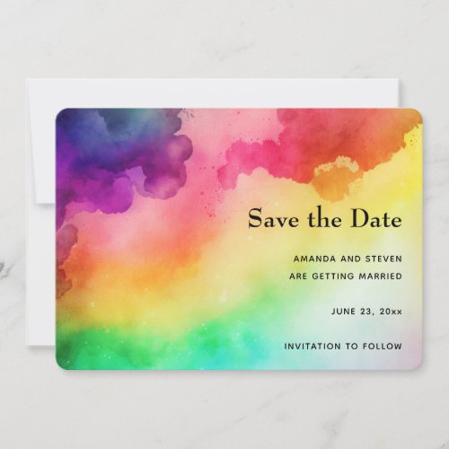 Beautiful Rainbow Colors Abstract Design Save The Date