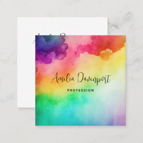  Beautiful Rainbow Colors Abstract Design Square Business Card