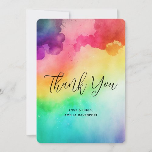 Beautiful Rainbow Colors Abstract Design Thank You Card