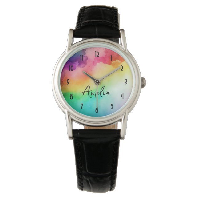 Beautiful Rainbow Colors Abstract Design Watch (Front)