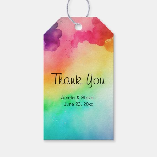Beautiful Rainbow Colors Abstract Design Wedding Gift Tags