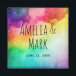 Beautiful Rainbow Colors Abstract Design Wedding Magnet<br><div class="desc">A magnet with a watercolor background featuring colors of the rainbow.</div>