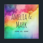 Beautiful Rainbow Colors Abstract Design Wedding Magnet<br><div class="desc">A magnet with a watercolor background featuring colors of the rainbow.</div>