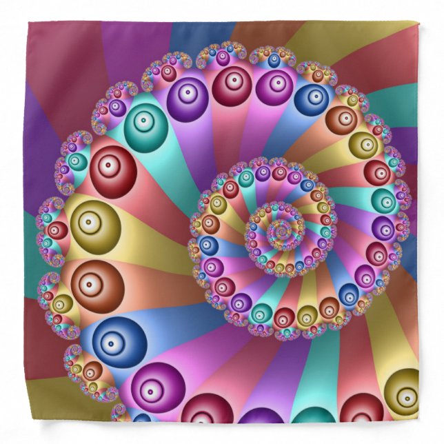 Beautiful Rainbow Colors Abstract Fractal Art Bandana (Front)