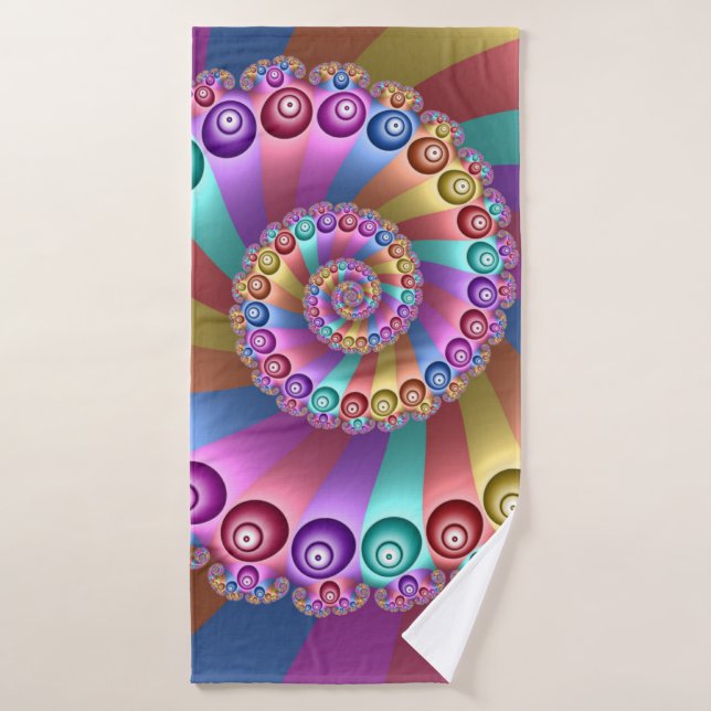 Beautiful Rainbow Colors Abstract Fractal Art Bath Towel (Bath Towel)