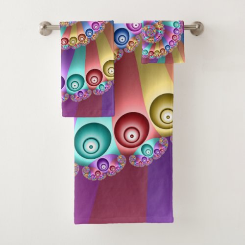 Beautiful Rainbow Colors Abstract Fractal Art Bath Towel Set