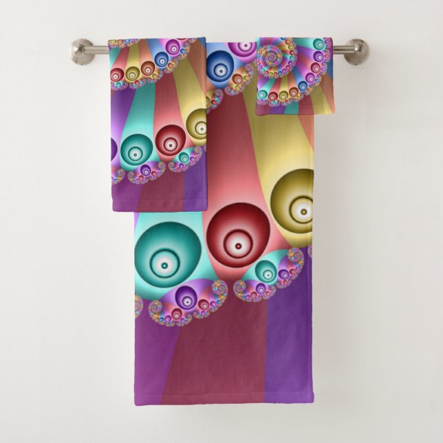 Beautiful Rainbow Colors Abstract Fractal Art Bath Towel Set (Insitu)