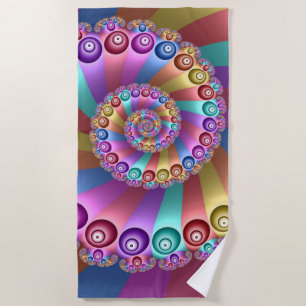 Beautiful Rainbow Colors Abstract Fractal Art Beach Towel