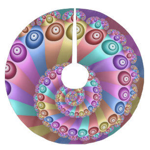 Beautiful Rainbow Colors Abstract Fractal Art Brushed Polyester Tree Skirt