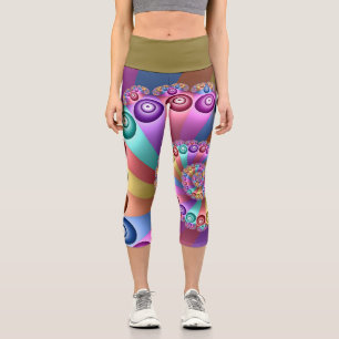 Beautiful Rainbow Colors Abstract Fractal Art Capri Leggings