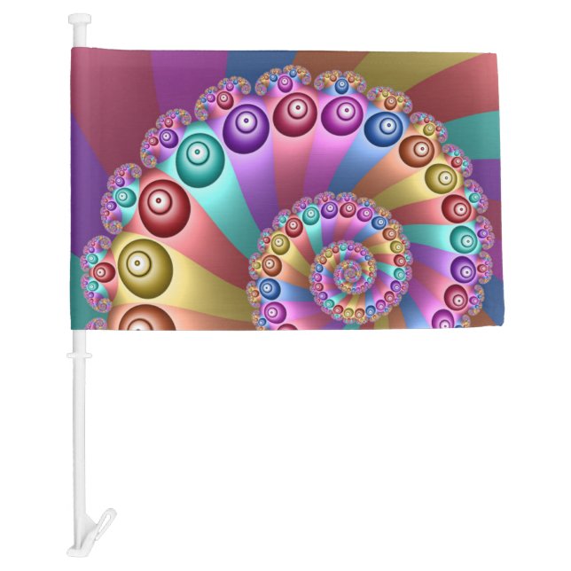 Beautiful Rainbow Colors Abstract Fractal Art Car Flag (Front)