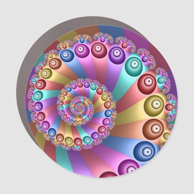 Beautiful Rainbow Colors Abstract Fractal Art Car Magnet (Front)