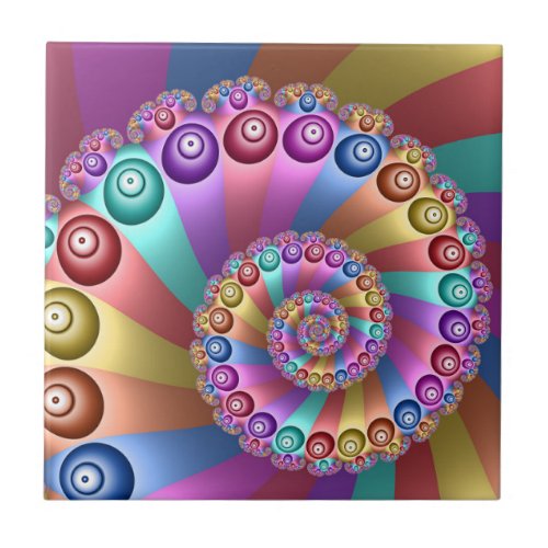 Beautiful Rainbow Colors Abstract Fractal Art Ceramic Tile