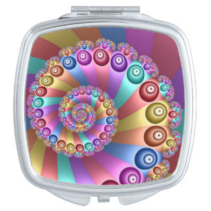 Beautiful Rainbow Colors Abstract Fractal Art Compact Mirror
