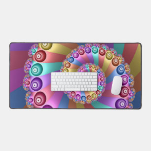Beautiful Rainbow Colors Abstract Fractal Art Desk Mat