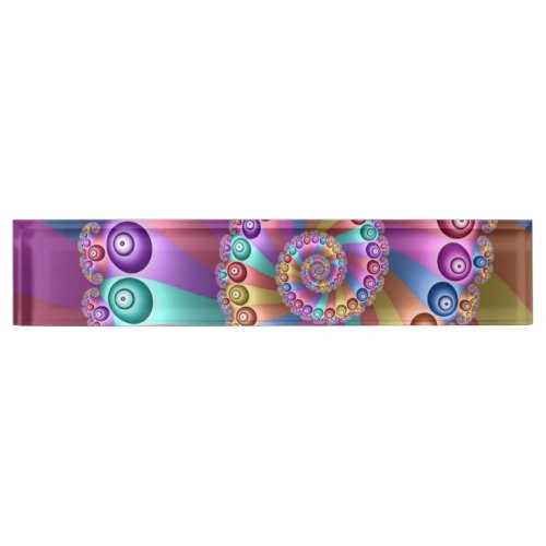 Beautiful Rainbow Colors Abstract Fractal Art Desk Name Plate