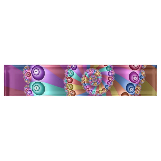 Beautiful Rainbow Colors Abstract Fractal Art Desk Name Plate (Front)