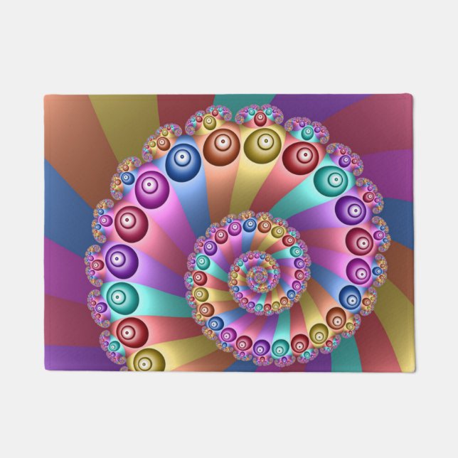Beautiful Rainbow Colors Abstract Fractal Art Doormat (Front)