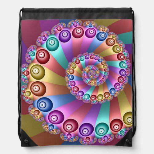 Beautiful Rainbow Colors Abstract Fractal Art Drawstring Bag