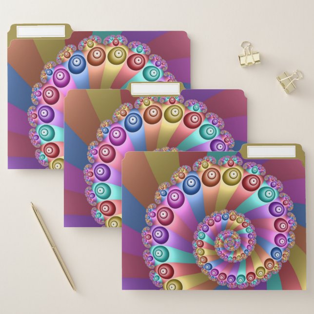 Beautiful Rainbow Colors Abstract Fractal Art File Folder (Set)