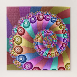 Beautiful Rainbow Colors Abstract Fractal Art Jigsaw Puzzle