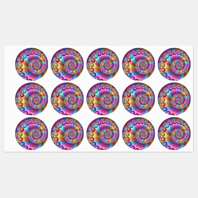 Beautiful Rainbow Colors Abstract Fractal Art Labels (Sheet)