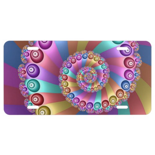Beautiful Rainbow Colors Abstract Fractal Art License Plate
