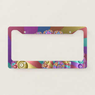 Beautiful Rainbow Colors Abstract Fractal Art License Plate Frame